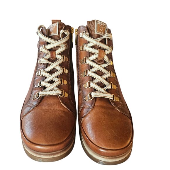 Pikolinos Vigo Brandy Lace-up Leather Ankle Boots Womens SZ 39 US 8.5 Brown - Picture 2 of 15